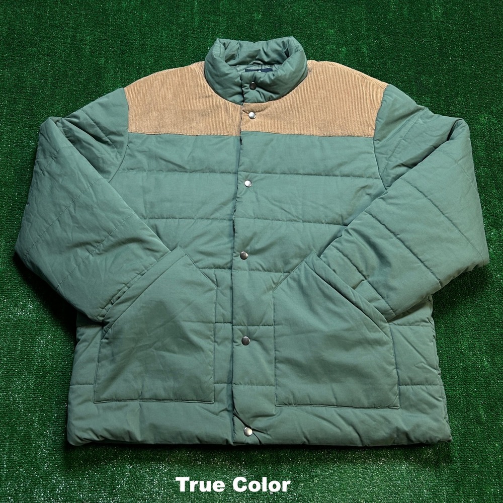 Mountain and Isles Puffer Jacket Corduroy Yoke Dark Forest Green XXL